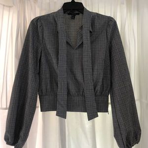 Forever 21 Plaid Neck Tie Top
